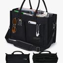 FIORETTO Canvas Tote Bag for Women with Zipper Closure & Individual Compartments for Work College for Teacher & Nurse