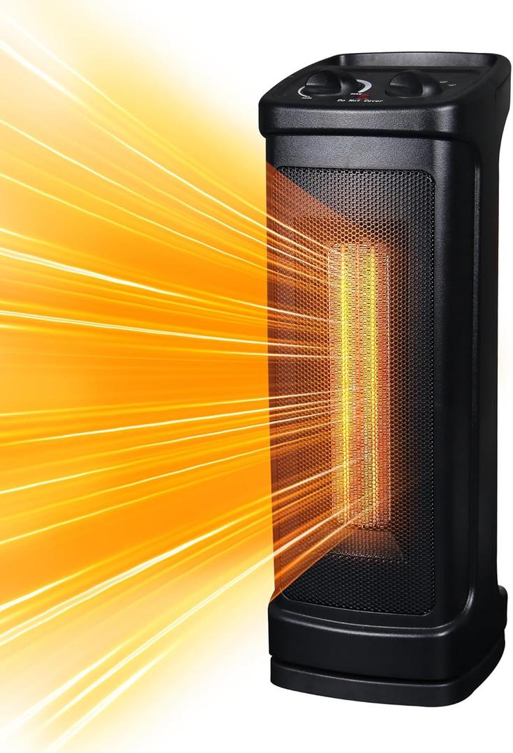 Elevon Space Heater for Indoor Use, 1500W Electric Portable Ceramic Heaters with Thermostat,70Oscillating Room Tower Heater with Overheat and tip over safety shutoff for Office Bedroom Use(Pack of 1)