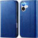TUCCH Case for iPhone 16, PU Leather Flip Wallet Stand Folio Cover with [RFID Blocking] [3 Credit Card Slot] Shockproof [Soft TPU Interior Case] Compatible with iPhone 16 2024, Klein Blue