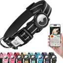 Reflective Dog Collar with AirTag Holder, Waterproof Dog Collar with QR Code, Heavy Duty Adjustable Pet Collar for Small Medium Large Dogs, Black
