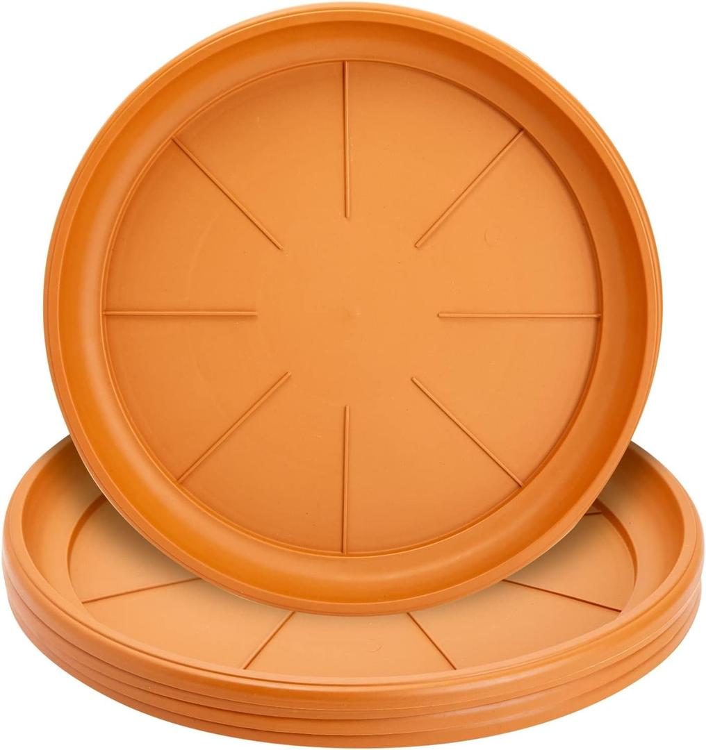 Juvale 4 Pack Round Flower Pot Saucers for Small Plants, Plastic Water Drip Trays for Indoor, Outdoor Planter Base (17.5 in)