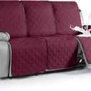VANSOFY Waterproof Recliner Couch Covers, Sofa Covers 1-Piece Washable Reclining Sofa Cover Non-Slip Furniture Protector with Elastic Straps Pocket for Dogs, Pets(Burgundy,3 Seater)