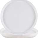 6-Pack Plastic Round Food Serving Tray, Round Restaurant Serving Trays, White