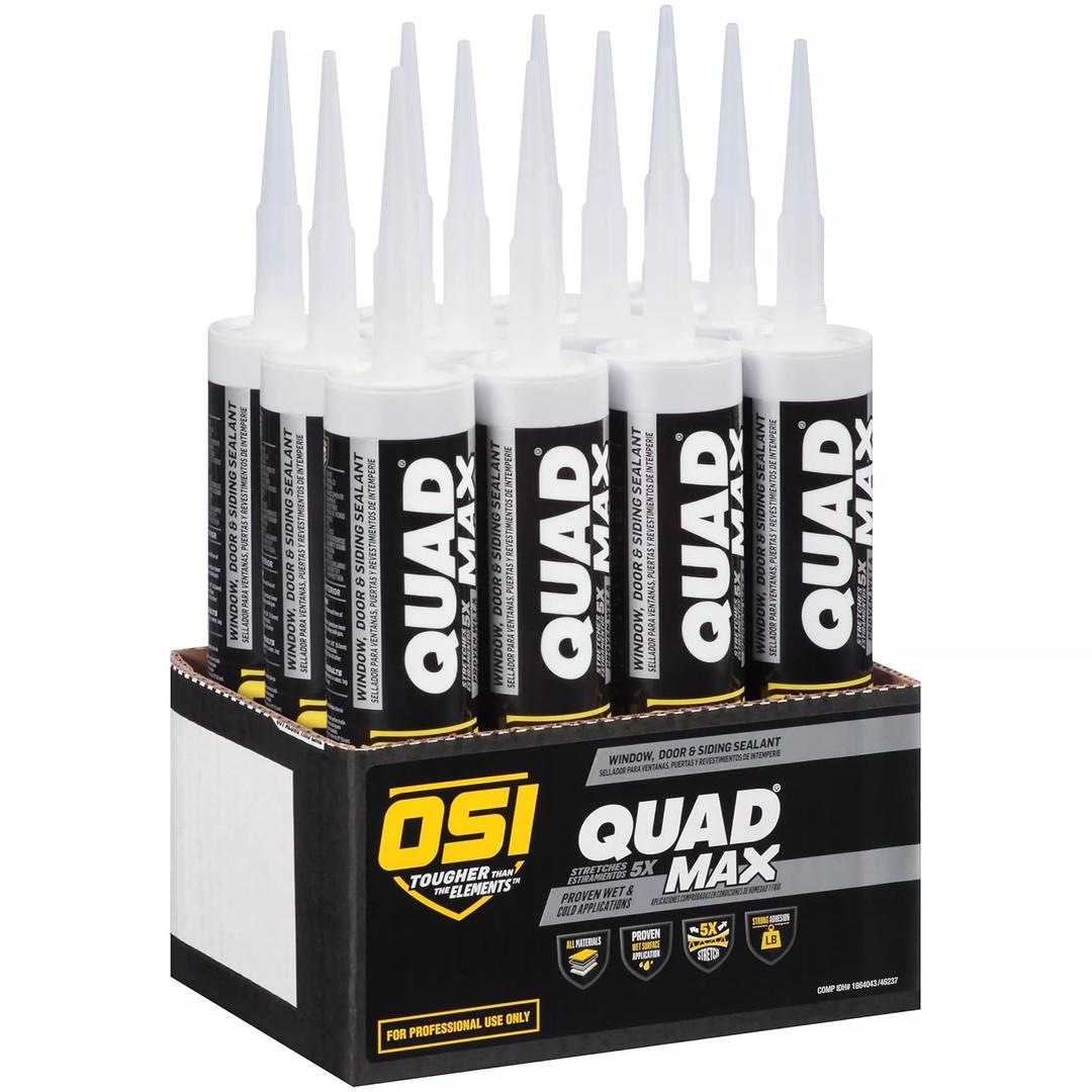 OSI Quad Max Window, Door and Siding Sealant, White, 9.5 fl oz Cartridge, 12 Pack
