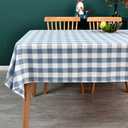 Gingham Table Cloth for Rectangle Tables Sky Blue Checkered Plaid Tablecloth Heavy Duty Cotton Blend Washable & Wrinkle Table Cover for Outdoor Kitchen Dining Picnic Camping (60x84 Inch)