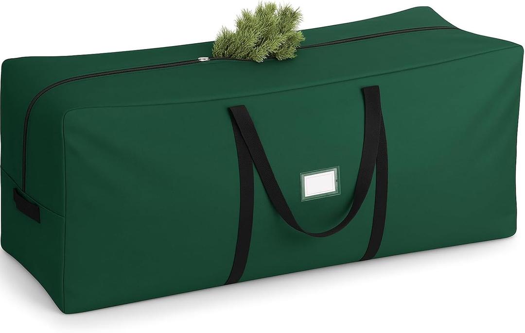 PEULEX 9 Foot Christmas Tree Storage Bag  Extra Large Christmas Tree Storage Container for Artificial Trees up to 9ft, Heavy-Duty 600D Oxford Fabric, Reinforced Handles, Durable Zippers, Green