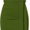 GRACE KARIN Women's Wear to Work Sleeveless Ruched Bodycon Office Pencil Midi Dresses with Belt (14, Olive Green)