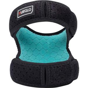 HUEGLO Dual Patella Knee Strap for Knee Pain Relief,Adjustable Neoprene Knee Brace Support for Running, Arthritis, Jumper, Tennis,Injury Recovery,Protection,Black(1 Piece),12'' - 17''
