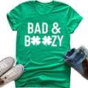 St Patricks Day Shirt Women Shamrock Lucky T-Shirts Irish Festival Holiday Tee Tops (Large, Green2a)