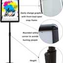 HUAZI Floor Standing Sign Holder Pedestal Sign Stand for 11 x 17 inches Graphics, Rounded Corner Frame & Pole Height Adjustable - Color Black