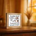 Halloween Coffee Decor, Fall Decors Art, Funny Wooden Box Sign for Home Kitchen Decor, Freshly Boo'd Coffee Sign, Coffees Bar Decoration for Desk Table, Funny Ghost Decors 5.9x5.9 inches