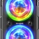W-KING Party Bluetooth Speaker Boom Box, 180W Max Big Large Loudest Wireless Outdoor Portable Speaker 4 Drivers with 2*4.04'' Subwoofer, 80W HD Huge 105dB Pulse Natur Deep Bass, IPX5/24H/EQ/USB/TF/AUX