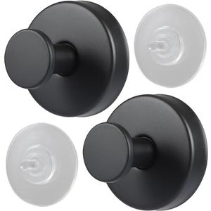 Picowe Suction Cup Hooks Stainless Steel Wreath Hanger Shower Wall Storage Hook Organizer for Hanging Tower Clothes Bags Keys Hats Decorations Wreath (Black, 2)