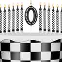 2 x 13pcs Racing Cars Themed Birthday Candles, Black and White Checkered Race Car Candles Birthday Cake Numeral Candle Cake Topper for Party Decoration Baby Shower Party Supplies (Number 0)
