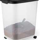 Amazon Basics Pet Food Storage Container with Rolling Wheels, BPA-Free, Detachable Scoop, 50lbs Capacity