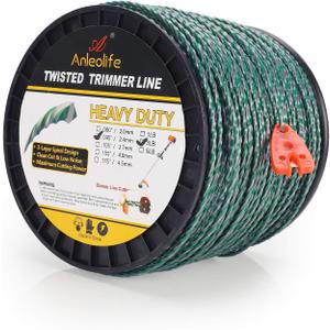 A ANLEOLIFE 3-Pound Heavy Duty Twisted .095-inch-by-1181-ft Dual Core String Spiral Trimmer Line Spool,with Bonus Line Cutter