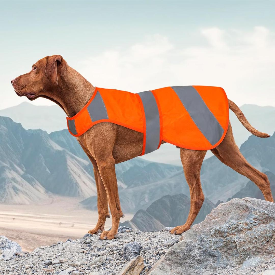 Dog Vest High Visibility Safety, Dog Hunting Vest, Adjustable Soft Pet Jacket, Reflective Pet Coats for Small Medium Large Dogs (Classic Orange)