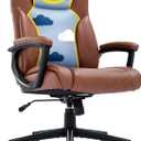 Serta Connor Executive Office Chair, Ergonomic Computer Chair with Layered Body Pillows, Contoured Lumbar, Adjustable Seat Height, Bonded Leather, Cognac