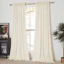 NICETOWN Ivory White Blackout Curtains for Backdrops, Thermal Insulated Noise Reducing Velvet Curtains for Film, Extra Long Window Curtains for Large Door (2 Panels, 52-inch Wide x 120-inch Long)