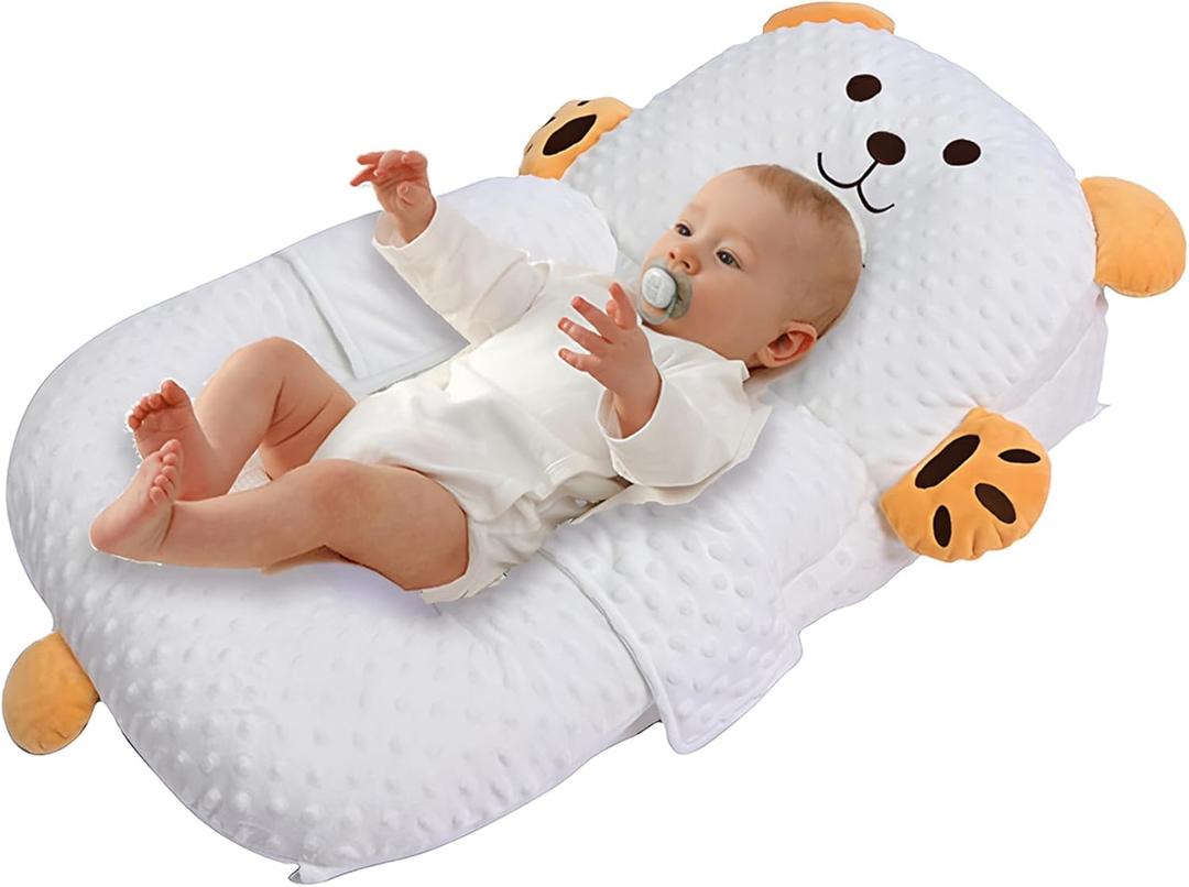 2026 Baby Lounger for Newborn, Baby Lounger for Home and Travel, DIY Breathable Soft Cotton Infant Lounger, Newborn Babies Essentials Gifts