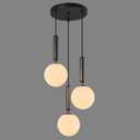 Modern Black Pendant Light Hanging Fixture Light for Kitchen Island Mid Century with Globe Pendant Light Milk White Glass Pendant Lighting for Living Room Bedroom Entryway (3 Lights), 1-Pack Round 3-Light