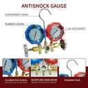 CALPOSE 3 Way AC Gauge, AC Manifold Gauge Set for R134a R410a R12 R22 R502 Refrigerant, AC Gauges with 5FT Hoses, R410a Adapter, Puncturing & Self Sealing Can Tap