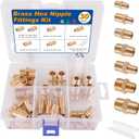 KOOTANS 30PCS Brass Pipe Fittings Hex Nipple Kit 1/8" to 1/8", 1/4" to 1/8", 1/4" to 1/4", 3/8" to 1/4", 3/8" to 3/8", 1/2" to 3/8", 1/2" to 1/2" NPT Male Adapter Pipe Fitting Brass Nipple Connector