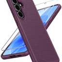 FNTCASE for Samsung Galaxy S25 FE Case: Shockproof Protective Lightweight with Screen Protector Duty Rugged Cell Phone Cover Non Slip | Military Grade Drop Protection for S25FE(Burgundy, 6.7inches)