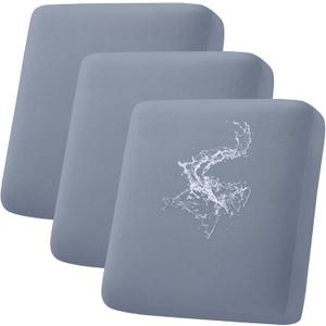 hyha Waterproof Couch Cushion Covers, Stretch Sofa Couch Seat Slipcover for Dog Washable, Non-Slip Waterproof Outdoor Cushion Covers for Patio Furniture Replacement (3 Pieces, Grey), 25"D x 87"W x 8"H
