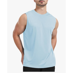 Men's Sleeveless UPF 50+ Swim Shirts Quick Dry Workout Tank Top UV Protection Running Gym Muscle T Shirts, Large