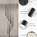 9-Light LED High Ceiling Chandelier, Modern Black Long Linear Pendant Chandelier for Staircase Entryway Foyer, Large Dimmable Hanging Light with 3 Color Temperatures