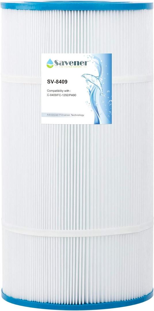 Savener C-8409 Pool Filter Cartridge, Replaces Hayward C900, CX900RE, Unicel C-8409, Filbur FC-1292, Sta-Rite PXC-95, Waterway Pro Clean 100, C-900, PA90, 25230-0095S, 90 Sq. Ft, 1 Pack Savener C-8409 Pool Filter Cartridge, Replaces Hayward C900, CX900RE, Unicel C-8409, Filbur FC-1292, Sta-Rite PXC-95, Waterway Pro Clean 100, C-900, PA90, 25230-0095S, 90 Sq. Ft, 1 Pack