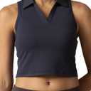 Colorfulkoala Women's Polo Tank, Slim‑Fit Sleeveless Golf Crop Top (L)