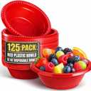 Red Plastic Bowls 12 Oz, Disposable Party Bowls - Red Soup Bowls (125 Pack)