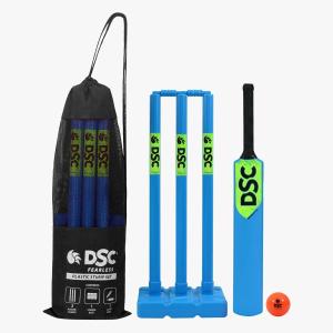 DSC Plastic Cricket Stump Set with 3 Stumps, 2 Bails and 1 Base, Size-Mens, Color - Blue
