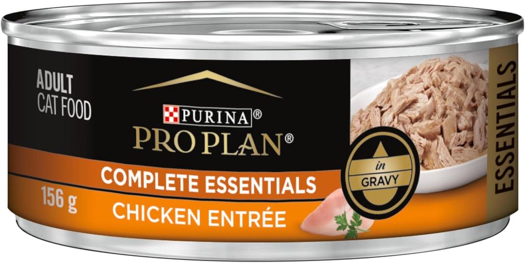 Purina Pro Plan Complete Essentials High Protein Cat Food Gravy, Wet Cat Food Chicken Entree - (Pack of 24) 5.5 oz. Cans, Best Before September 2027 