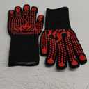 Comsmart BBQ Gloves, 1472 Degree F Heat Resistant Grilling Gloves Silicone Non-Slip Oven Gloves Long Kitchen Gloves for Barbecue, Cooking, Baking, Cutting (Red)