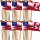 Shimeyao 200 Pack Small American Flags on Stick, 250th Anniversary Mini Handheld Flags Stick with Solid Wooden Pole Safety Spear Tip for 4th of July Patriotic Independence Veterans Day