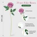 50 PCS Roses Artificial Flowers, Realistic Fake Roses with Long Stems Silk Flowers for DIY Wedding Bouquet Party Celebration Home Bridal Shower Decoration Valentine's Day Gift for Her Wife, Dusty Rose