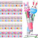 Eaasty 96pcs Mini Multicolor Bunny Party Ballpoint Pen Bulk 4-in-1 Retractable Cartoon Bunny Gnome Eggs Ballpoint Writing Pens for Graduation Gifts School Party Supplies Favors Exchange Gift Rewards