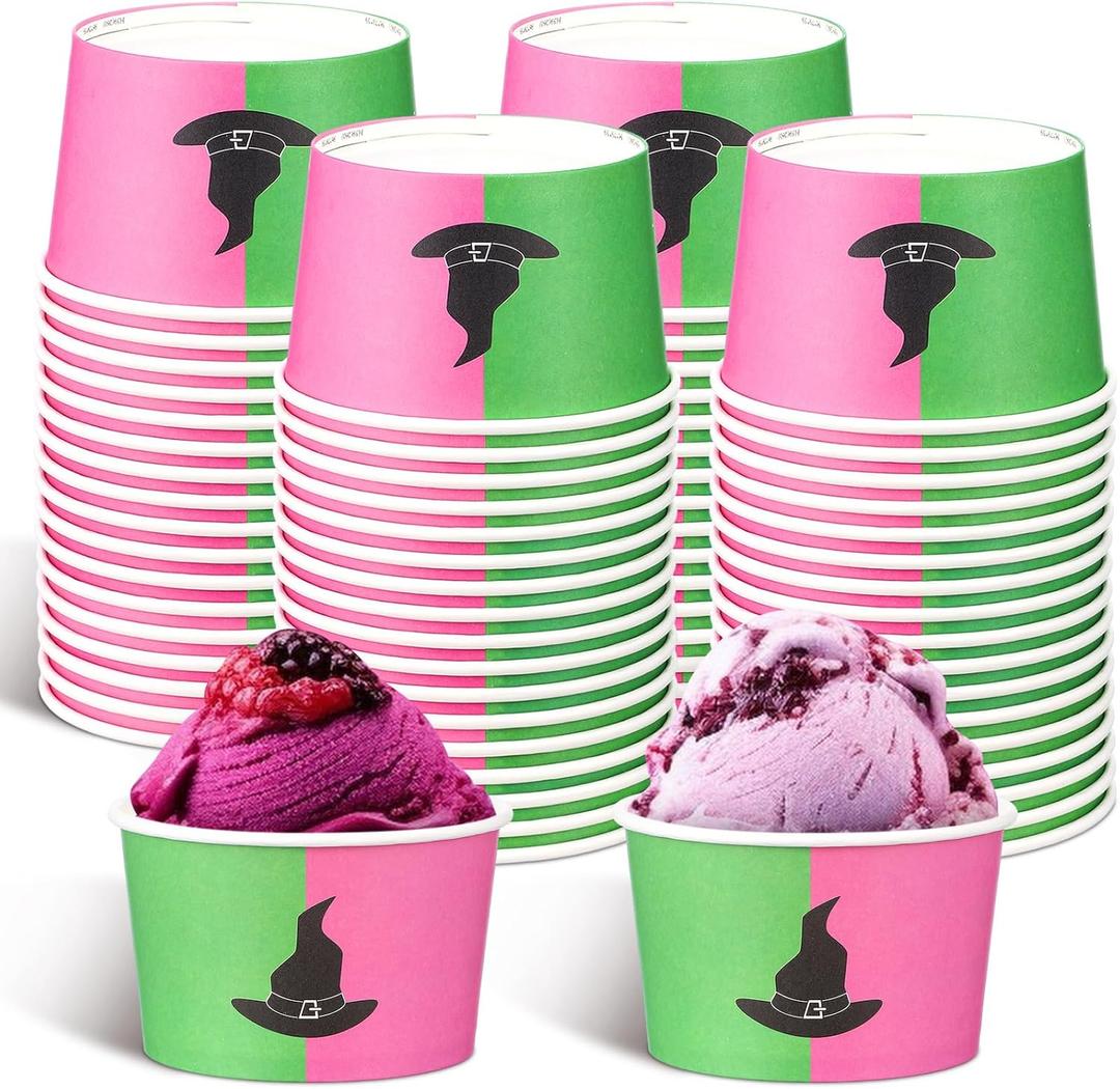 Newtay 50 Pcs 9oz Party Decorations Snack Cups, Paper Disposable Snack Bowls Dessert Food Treat Paper Bowls for Women Birthday Party Decorations(Witch)