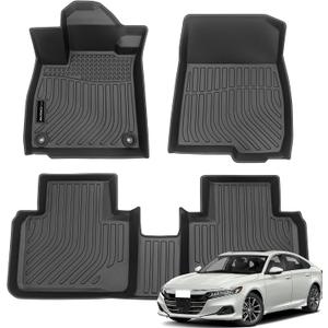 Auxko All Weather Floor Mats Fits for Honda Accord 2018-2022 TPE Rubber Liners Accessoires for Accord 2018-2022 All Season Guard Odorless Anti-Slip Mats for 1st & 2nd Row