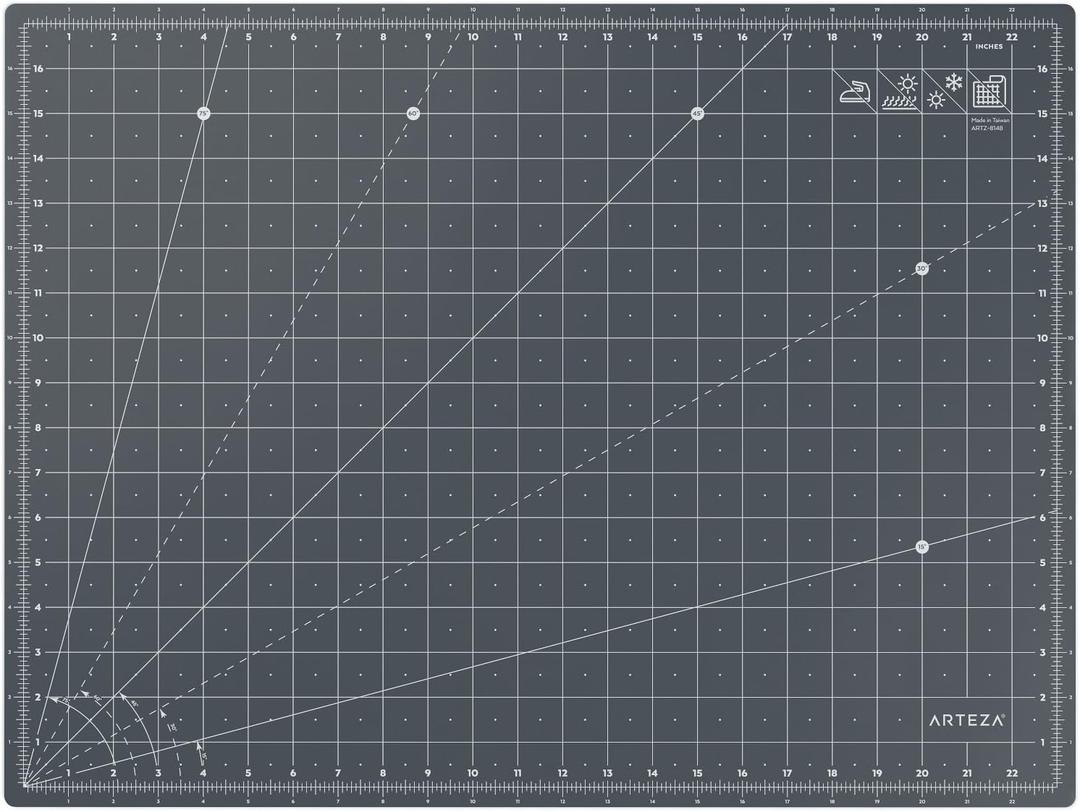 Arteza Rotary Cutting Mat, 18 x 24 Inches, Self-Healing, with Grid Lines and Non Slip Surface, for Fabric, Paper, and Vinyl, Durable and Flexible, Art Supplies for Crafts, Quilting, and Sewing