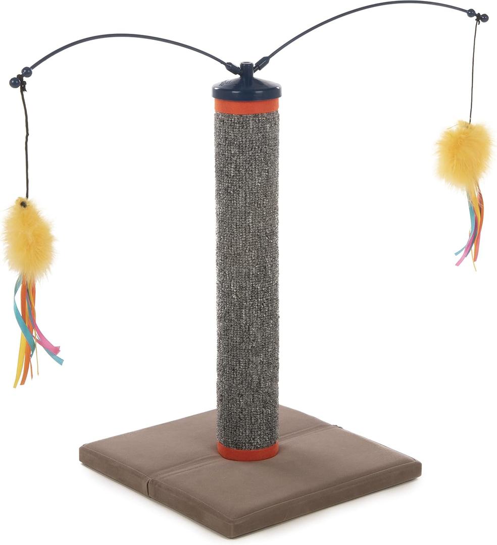 SmartyKat Scratch 'N Spin Carpet Cat Scratching Post with Spinning Wand Toys - Gray, One Size