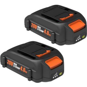 2 Packs 20v 4.0Ah Battery Replacement for Worx 20v Battery WA3525 WA3520 WA3575 WA3578