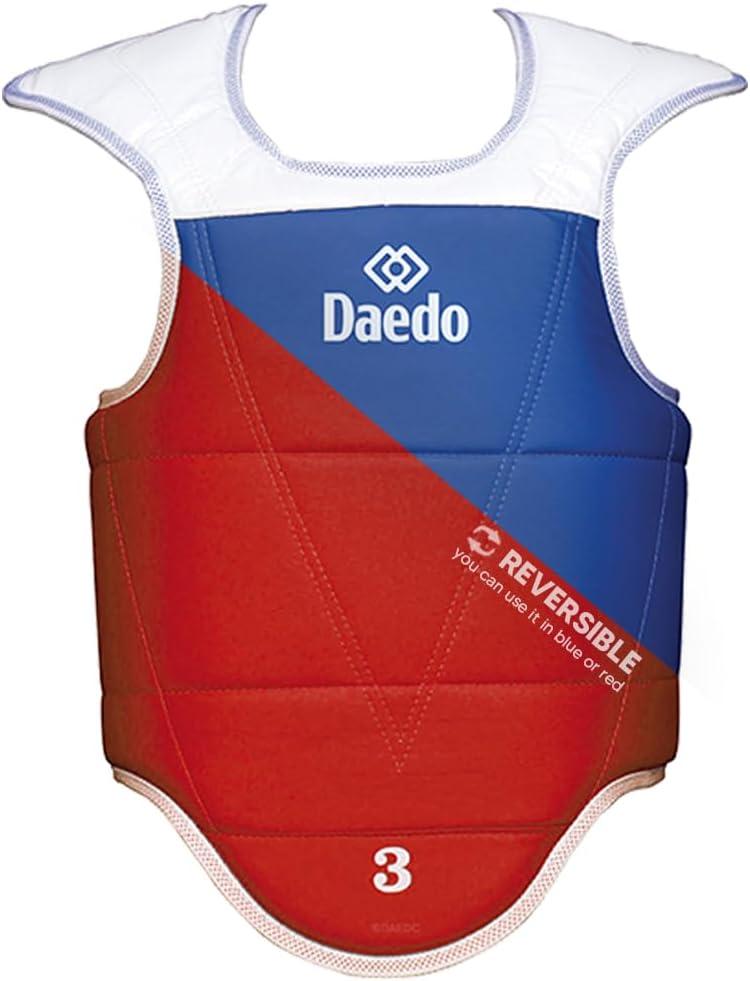 Daedo Taekwondo Trunk Protector, Reversible Blue-Red for Martial Arts Competition & Training, Youth, Lightweight, Durable (XS: 120 to 140 cm (47.24 to 55.12 inches))