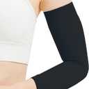 Compression Lymphedema Arm Sleeves for Women, 20-30 mmHg Full Arm Support for Swelling Recovery Circulation (XX-Large, Black)