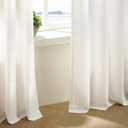 90 Inch Pinch Pleated Linen Curtains 2 Panel Set for Living Room Cream Natural Thick Linen Textured Drapes 90 Inches Long Pinch Pleat Drapes Birch Ivory Semi Sheer Curtain for Dining Bedroom Office