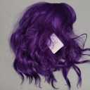 Dark Purple Wigs with Bangs for Women 14 Inch Short Wavy Bob Wigs Synthetic Bob Wig Curly Wig Heat Resistant Colorful Wavy Wig Cosplay Wigs For Daily Party Halloween