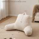 Blissful Diary Reading Pillow for Sitting in Bed, Flannel Back Pillow Bed Sitting Up for Adult & Children, Backrest Cushion for Sit Up in Couch or Floor, Dorm Essentials, Cream White